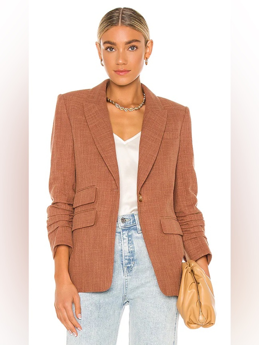Veronica Beard Martel Dickey Jacket Blazer Light Orange Linen Blend Size 8 - Picture 2 of 7